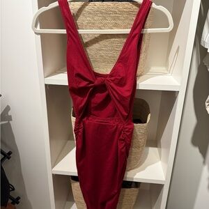 Red One-Piece Cut Out Dress